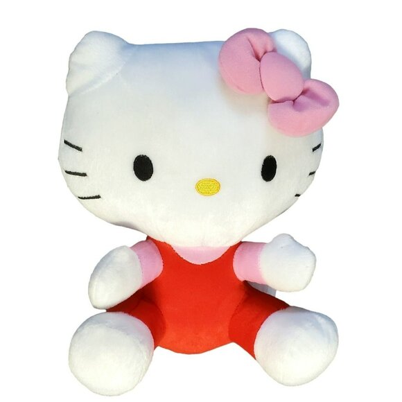 Sanrio Hello Kitty Plush Cat Stuffed Animal White Kitten Pink Bow Toy Red Suit - Picture 12 of 12
